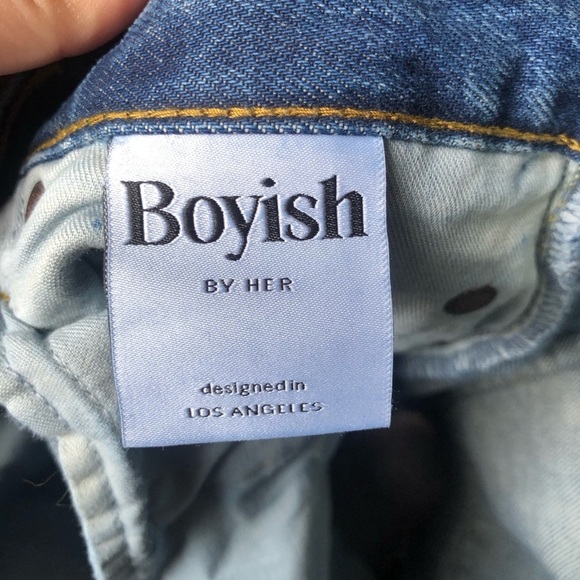Boyish by HER Jeans Size 26 Billy Rear Window with Butt Slit Distressed Raw Hem - Picture 10 of 11